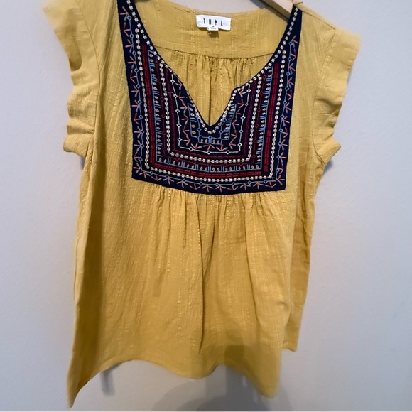 THML Tops - THML Embroidered Sleeveless Swing top Yellow, Blue, Women’s  M Cotton Bohemian